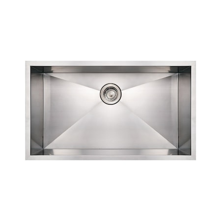 Whitehaus Brushed SS Commercial Sgl Bowl Undermount Sink, Brushed SS WHNCM3219